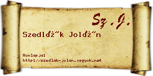 Szedlák Jolán névjegykártya